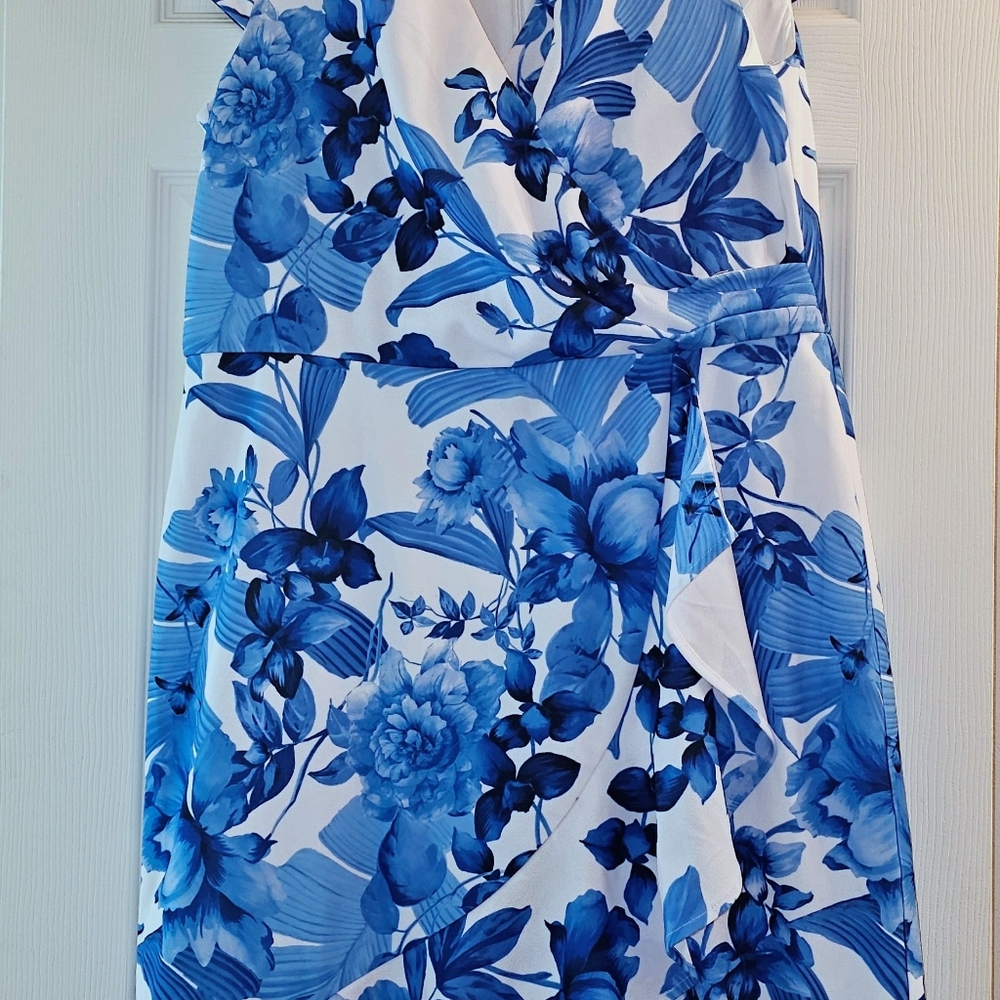 London Times petite Short Printed Floral Knee Length Cocktail Dress Size 16P NWT - Picture 5 of 10